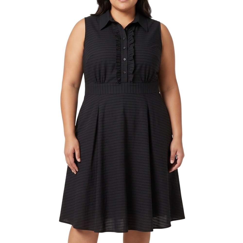 CITY CHIC Size 18W Black Nellie Dress Fit & Flare Cotton Rockabilly 50s Party